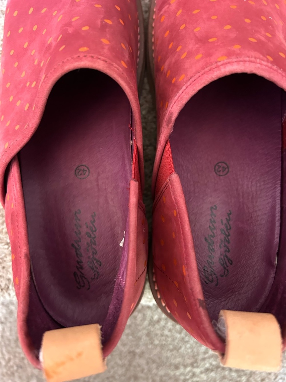 Gudren Sjoden Slip On Suede Loafers. Polka dots. Comfort. Lagenlook. EUC. Funky - Picture 5 of 10